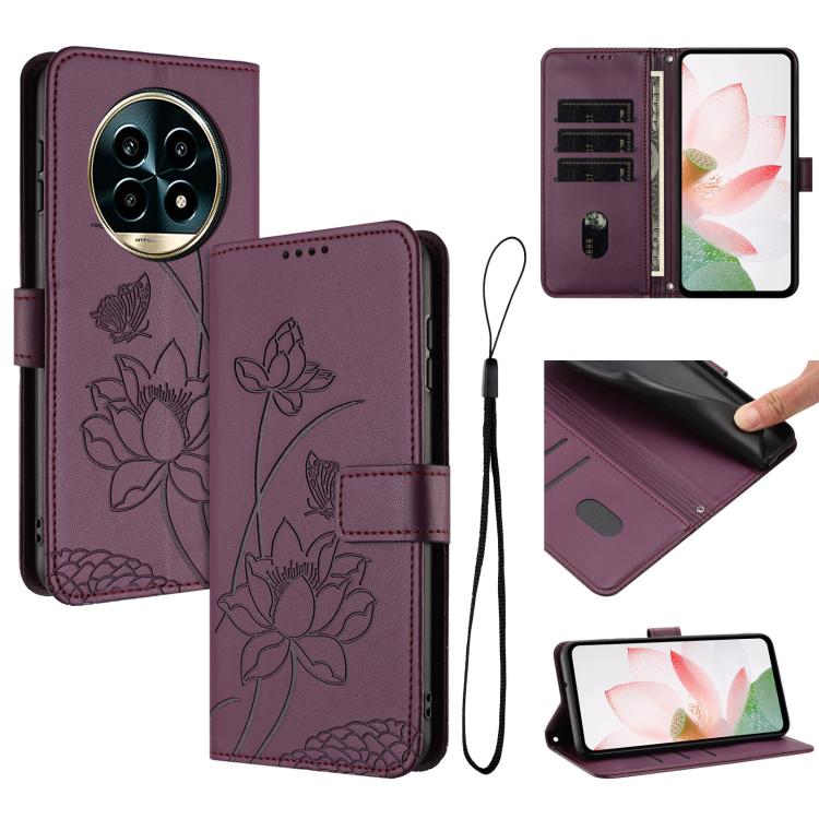 Lotus Embossed Leather Phone Case with Lanyard, For Realme 16T 5G, For Realme C100 / C100i / C100x 4G, For Realme P4 Power 5G, For Realme 16 5G, For Realme 16 Pro+ 5G, For Realme 16 Pro 5G, For Realme C85 5G / 15x 5G India, For Realme C85 Pro 4G       ...