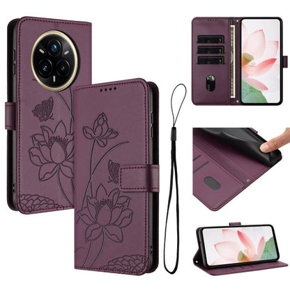 Lotus Embossed Leather Phone Case with Lanyard, For Realme 14 Pro Global, For Realme 12 5G / 13 5G / 12x 5G Global, For Realme C63 / C61 / Note 60, For Realme 13+ 5G Global, For Realme 12+ 5G / 12 4G / P1 5G Global, For Realme C67 4G Global / 12 Lite 4...