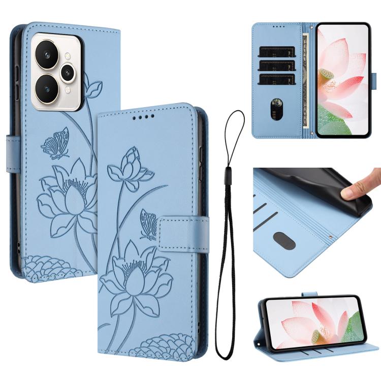 Lotus Embossed Leather Phone Case with Lanyard, For Realme 16T 5G, For Realme C100 / C100i / C100x 4G, For Realme P4 Power 5G, For Realme 16 5G, For Realme 16 Pro+ 5G, For Realme 16 Pro 5G, For Realme C85 5G / 15x 5G India, For Realme C85 Pro 4G       ...