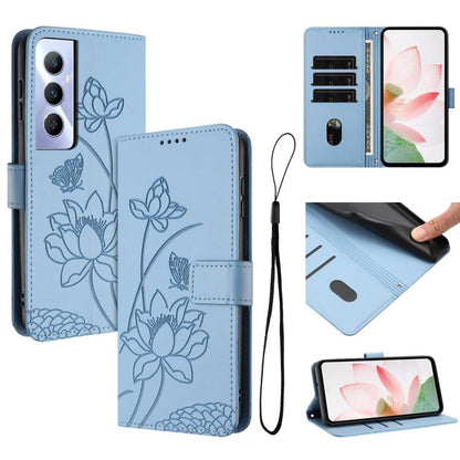 Lotus Embossed Leather Phone Case with Lanyard, For Realme 14 Pro Global, For Realme 12 5G / 13 5G / 12x 5G Global, For Realme C63 / C61 / Note 60, For Realme 13+ 5G Global, For Realme 12+ 5G / 12 4G / P1 5G Global, For Realme C67 4G Global / 12 Lite 4...