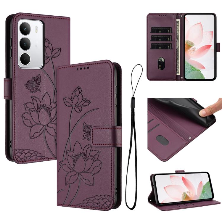 Lotus Embossed Leather Phone Case with Lanyard, For Realme 16T 5G, For Realme C100 / C100i / C100x 4G, For Realme P4 Power 5G, For Realme 16 5G, For Realme 16 Pro+ 5G, For Realme 16 Pro 5G, For Realme C85 5G / 15x 5G India, For Realme C85 Pro 4G       ...