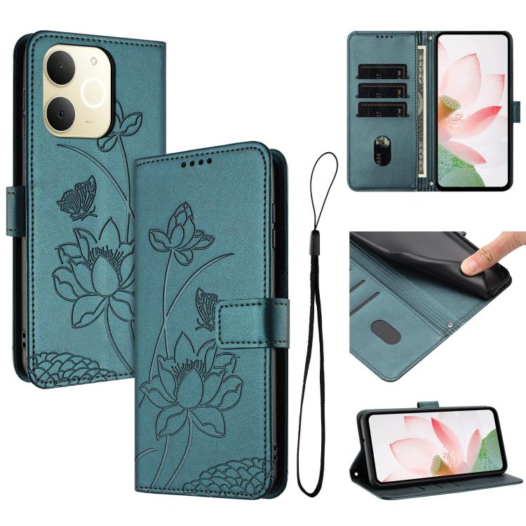 Lotus Embossed Leather Phone Case with Lanyard, For Realme 16T 5G, For Realme C100 / C100i / C100x 4G, For Realme P4 Power 5G, For Realme 16 5G, For Realme 16 Pro+ 5G, For Realme 16 Pro 5G, For Realme C85 5G / 15x 5G India, For Realme C85 Pro 4G       ...