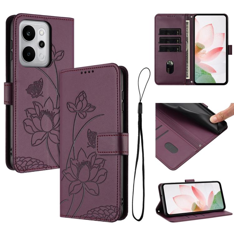 Lotus Embossed Leather Phone Case with Lanyard, For Realme 16T 5G, For Realme C100 / C100i / C100x 4G, For Realme P4 Power 5G, For Realme 16 5G, For Realme 16 Pro+ 5G, For Realme 16 Pro 5G, For Realme C85 5G / 15x 5G India, For Realme C85 Pro 4G       ...