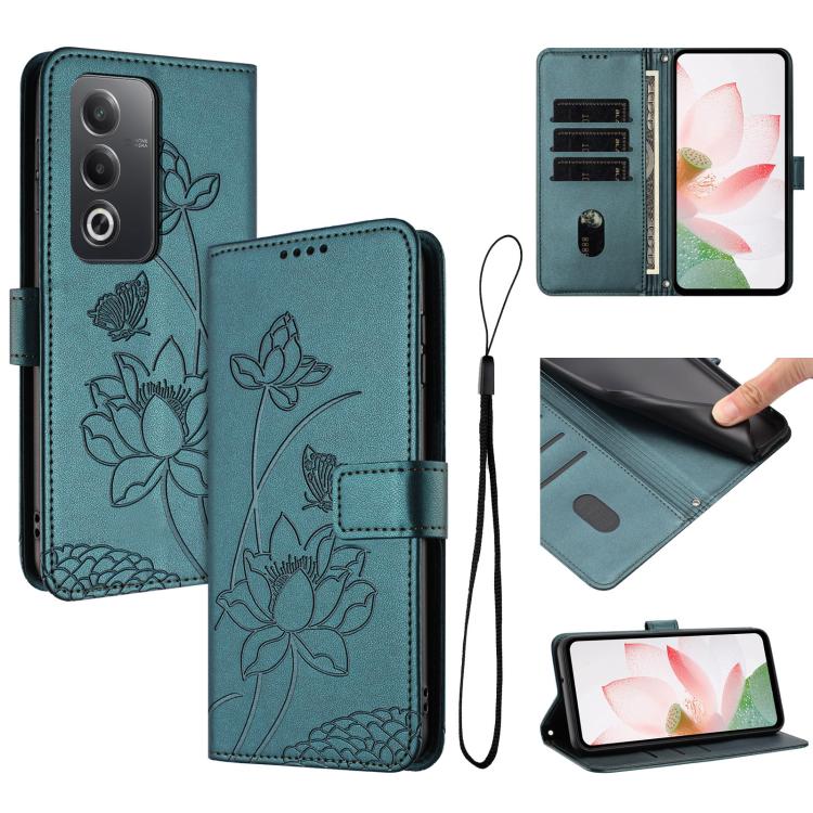 Lotus Embossed Leather Phone Case with Lanyard, For OPPO Reno16 F / Reno16 FS 5G, For OPPO Reno16 / Reno16 Pro 5G Global, For OPPO Reno15 F 5G Global, For OPPO Reno15 Pro Max 5G Global, For OPPO A6x 5G / A6 5G, For OPPO Reno15 Pro 5G Global            ...