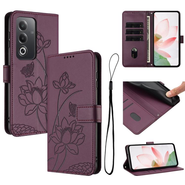 Lotus Embossed Leather Phone Case with Lanyard, For OPPO Reno16 F / Reno16 FS 5G, For OPPO Reno16 / Reno16 Pro 5G Global, For OPPO Reno15 F 5G Global, For OPPO Reno15 Pro Max 5G Global, For OPPO A6x 5G / A6 5G, For OPPO Reno15 Pro 5G Global            ...