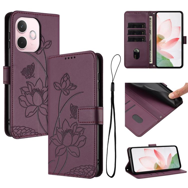 Lotus Embossed Leather Phone Case with Lanyard, For OPPO Reno16 F / Reno16 FS 5G, For OPPO Reno16 / Reno16 Pro 5G Global, For OPPO Reno15 F 5G Global, For OPPO Reno15 Pro Max 5G Global, For OPPO A6x 5G / A6 5G, For OPPO Reno15 Pro 5G Global            ...