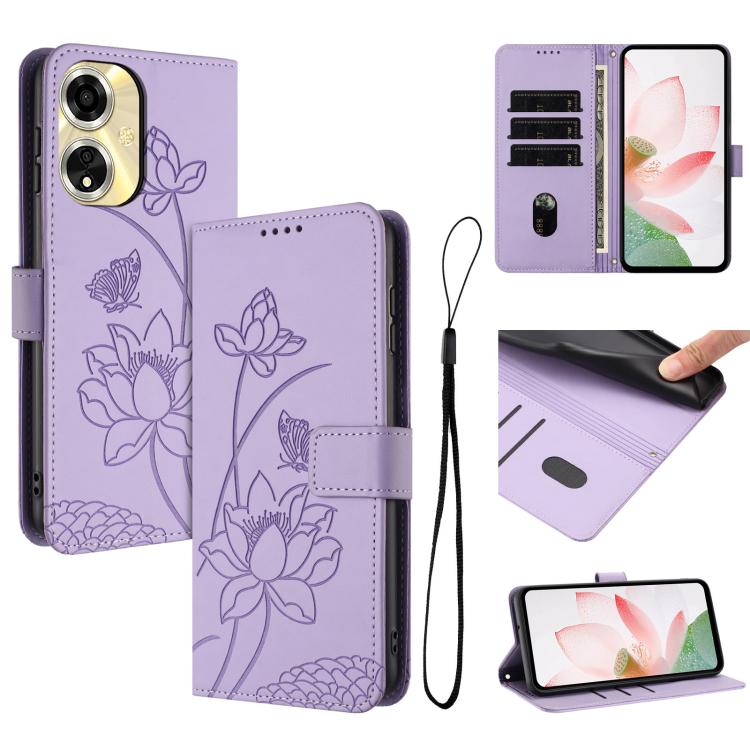 Lotus Embossed Leather Phone Case with Lanyard, For OPPO Reno16 F / Reno16 FS 5G, For OPPO Reno16 / Reno16 Pro 5G Global, For OPPO Reno15 F 5G Global, For OPPO Reno15 Pro Max 5G Global, For OPPO A6x 5G / A6 5G, For OPPO Reno15 Pro 5G Global            ...