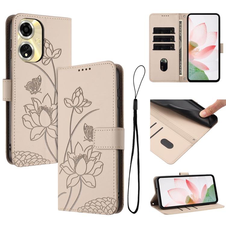Lotus Embossed Leather Phone Case with Lanyard, For OPPO Reno16 F / Reno16 FS 5G, For OPPO Reno16 / Reno16 Pro 5G Global, For OPPO Reno15 F 5G Global, For OPPO Reno15 Pro Max 5G Global, For OPPO A6x 5G / A6 5G, For OPPO Reno15 Pro 5G Global            ...