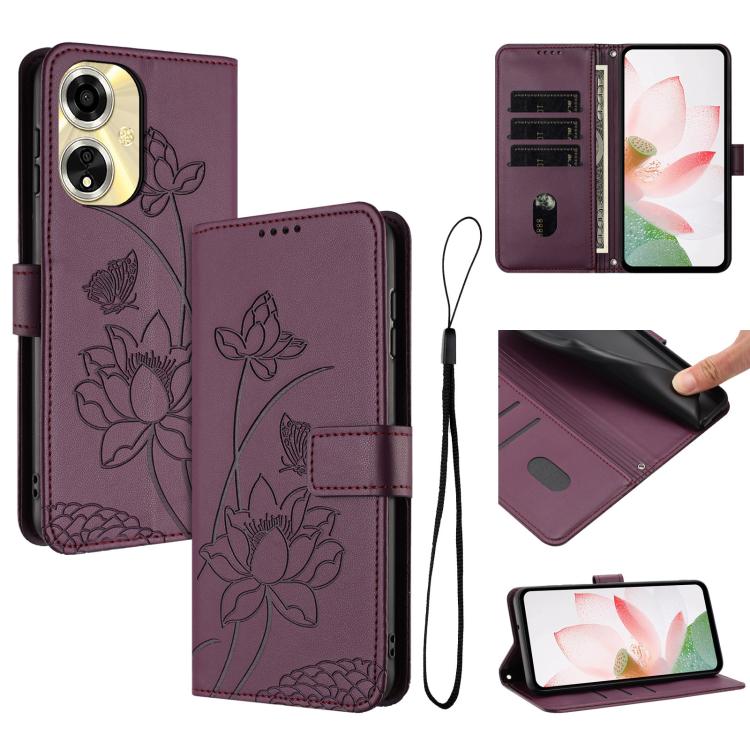 Lotus Embossed Leather Phone Case with Lanyard, For OPPO Reno16 F / Reno16 FS 5G, For OPPO Reno16 / Reno16 Pro 5G Global, For OPPO Reno15 F 5G Global, For OPPO Reno15 Pro Max 5G Global, For OPPO A6x 5G / A6 5G, For OPPO Reno15 Pro 5G Global            ...