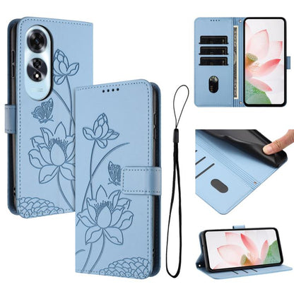 Lotus Embossed Leather Phone Case with Lanyard, For OPPO Reno13 Pro 5G Global, For OPPO Reno13 5G Global, For OPPO Reno13 F 5G / 4G Global, For OPPO Reno12 F 5G / 4G Global, For OPPO Reno12 Pro 5G Global, For OPPO Reno12 5G Global, For OPPO A60 4G Glob...