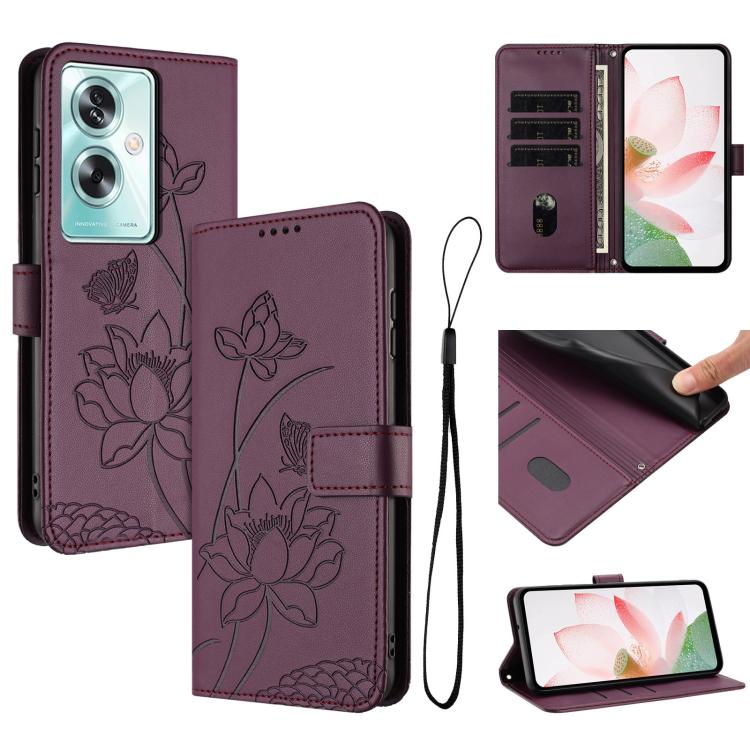 Lotus Embossed Leather Phone Case with Lanyard, For OPPO Reno16 F / Reno16 FS 5G, For OPPO Reno16 / Reno16 Pro 5G Global, For OPPO Reno15 F 5G Global, For OPPO Reno15 Pro Max 5G Global, For OPPO A6x 5G / A6 5G, For OPPO Reno15 Pro 5G Global            ...