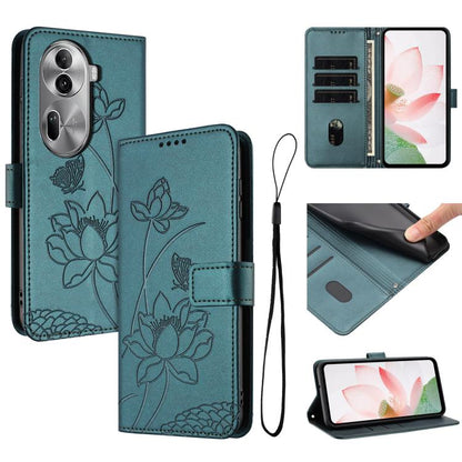 Lotus Embossed Leather Phone Case with Lanyard, For OPPO Reno13 Pro 5G Global, For OPPO Reno13 5G Global, For OPPO Reno13 F 5G / 4G Global, For OPPO Reno12 F 5G / 4G Global, For OPPO Reno12 Pro 5G Global, For OPPO Reno12 5G Global, For OPPO A60 4G Glob...