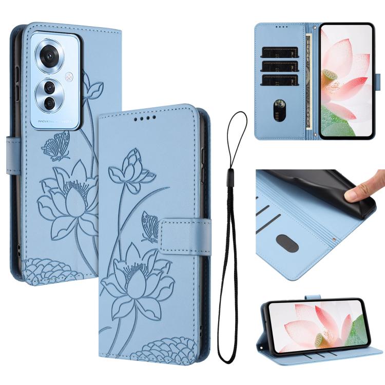 Lotus Embossed Leather Phone Case with Lanyard, For OPPO Reno13 Pro 5G Global, For OPPO Reno13 5G Global, For OPPO Reno13 F 5G / 4G Global, For OPPO Reno12 F 5G / 4G Global, For OPPO Reno12 Pro 5G Global, For OPPO Reno12 5G Global, For OPPO A60 4G Glob...