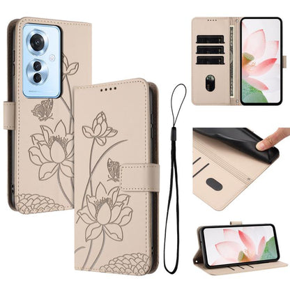 Lotus Embossed Leather Phone Case with Lanyard, For OPPO Reno13 Pro 5G Global, For OPPO Reno13 5G Global, For OPPO Reno13 F 5G / 4G Global, For OPPO Reno12 F 5G / 4G Global, For OPPO Reno12 Pro 5G Global, For OPPO Reno12 5G Global, For OPPO A60 4G Glob...