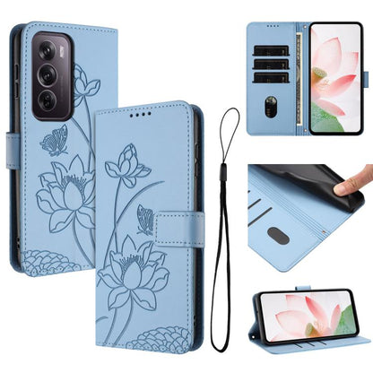 Lotus Embossed Leather Phone Case with Lanyard, For OPPO Reno13 Pro 5G Global, For OPPO Reno13 5G Global, For OPPO Reno13 F 5G / 4G Global, For OPPO Reno12 F 5G / 4G Global, For OPPO Reno12 Pro 5G Global, For OPPO Reno12 5G Global, For OPPO A60 4G Glob...