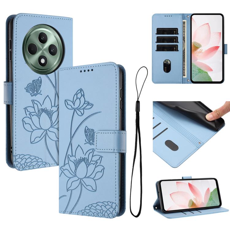 Lotus Embossed Leather Phone Case with Lanyard, For OPPO Reno13 Pro 5G Global, For OPPO Reno13 5G Global, For OPPO Reno13 F 5G / 4G Global, For OPPO Reno12 F 5G / 4G Global, For OPPO Reno12 Pro 5G Global, For OPPO Reno12 5G Global, For OPPO A60 4G Glob...