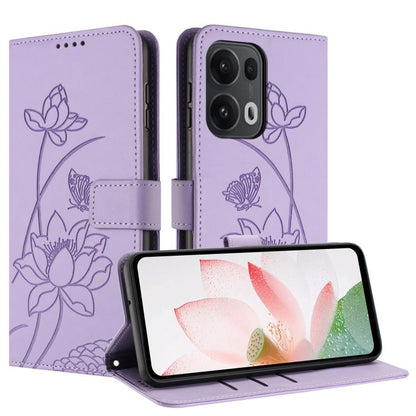 Lotus Embossed Leather Phone Case with Lanyard, For OPPO Reno13 Pro 5G Global, For OPPO Reno13 5G Global, For OPPO Reno13 F 5G / 4G Global, For OPPO Reno12 F 5G / 4G Global, For OPPO Reno12 Pro 5G Global, For OPPO Reno12 5G Global, For OPPO A60 4G Glob...
