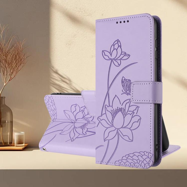 Lotus Embossed Leather Phone Case with Lanyard, For OPPO Reno13 Pro 5G Global, For OPPO Reno13 5G Global, For OPPO Reno13 F 5G / 4G Global, For OPPO Reno12 F 5G / 4G Global, For OPPO Reno12 Pro 5G Global, For OPPO Reno12 5G Global, For OPPO A60 4G Glob...
