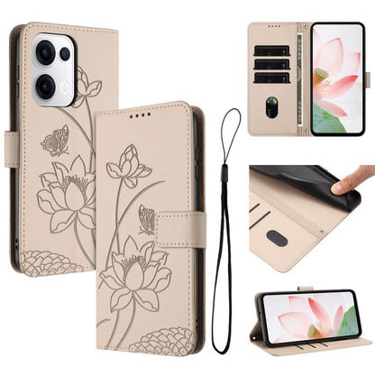 Lotus Embossed Leather Phone Case with Lanyard, For OPPO Reno13 Pro 5G Global, For OPPO Reno13 5G Global, For OPPO Reno13 F 5G / 4G Global, For OPPO Reno12 F 5G / 4G Global, For OPPO Reno12 Pro 5G Global, For OPPO Reno12 5G Global, For OPPO A60 4G Glob...