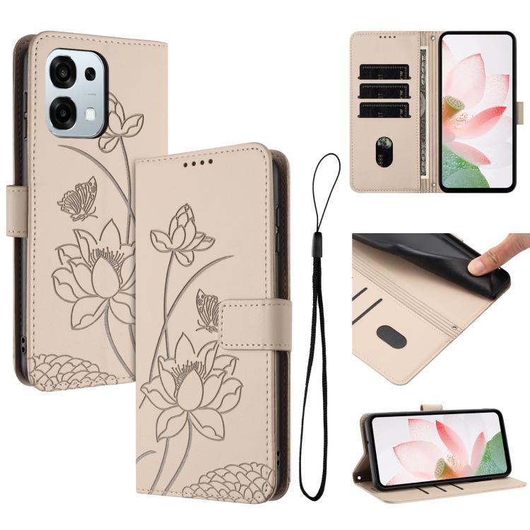 Lotus Embossed Leather Phone Case with Lanyard, For OPPO Reno16 F / Reno16 FS 5G, For OPPO Reno16 / Reno16 Pro 5G Global, For OPPO Reno15 F 5G Global, For OPPO Reno15 Pro Max 5G Global, For OPPO A6x 5G / A6 5G, For OPPO Reno15 Pro 5G Global            ...
