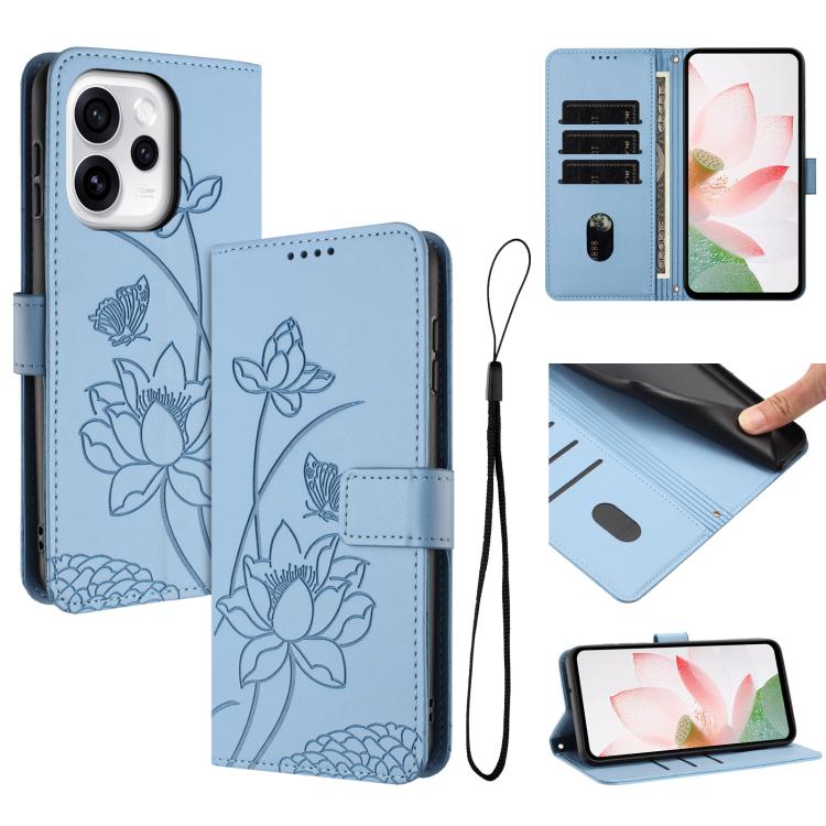 Lotus Embossed Leather Phone Case with Lanyard, For OPPO Reno16 F / Reno16 FS 5G, For OPPO Reno16 / Reno16 Pro 5G Global, For OPPO Reno15 F 5G Global, For OPPO Reno15 Pro Max 5G Global, For OPPO A6x 5G / A6 5G, For OPPO Reno15 Pro 5G Global            ...