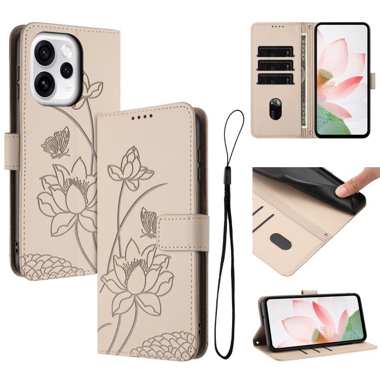 Lotus Embossed Leather Phone Case with Lanyard, For OPPO Reno16 F / Reno16 FS 5G, For OPPO Reno16 / Reno16 Pro 5G Global, For OPPO Reno15 F 5G Global, For OPPO Reno15 Pro Max 5G Global, For OPPO A6x 5G / A6 5G, For OPPO Reno15 Pro 5G Global            ...