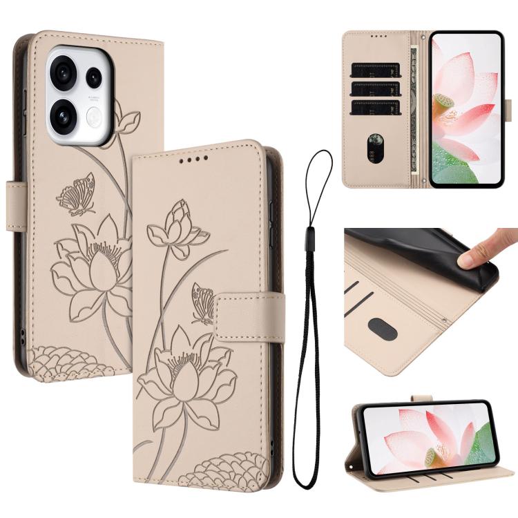 Lotus Embossed Leather Phone Case with Lanyard, For OPPO Reno16 F / Reno16 FS 5G, For OPPO Reno16 / Reno16 Pro 5G Global, For OPPO Reno15 F 5G Global, For OPPO Reno15 Pro Max 5G Global, For OPPO A6x 5G / A6 5G, For OPPO Reno15 Pro 5G Global            ...