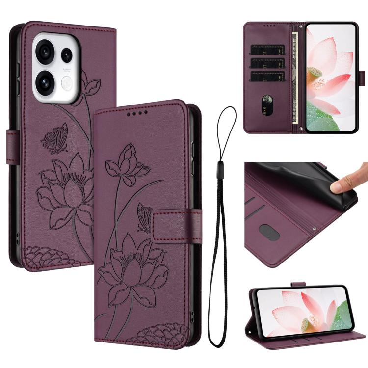 Lotus Embossed Leather Phone Case with Lanyard, For OPPO Reno16 F / Reno16 FS 5G, For OPPO Reno16 / Reno16 Pro 5G Global, For OPPO Reno15 F 5G Global, For OPPO Reno15 Pro Max 5G Global, For OPPO A6x 5G / A6 5G, For OPPO Reno15 Pro 5G Global            ...
