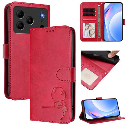 Litter Panda Embossing RFID Leather Phone Case with Lanyard, For Doogee N56 / N56 Pro, For Doogee N60 Pro