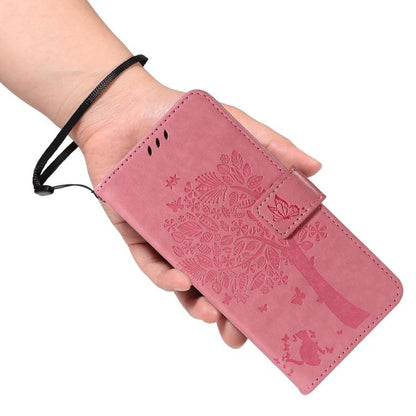 Tree & Cat Embossed Pattern Flip Leather Phone Case, For Sony Xperia 1 VIII, For Sony Xperia 10 VII