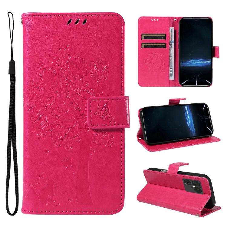 Tree & Cat Embossed Pattern Flip Leather Phone Case, For Sony Xperia 1 VIII, For Sony Xperia 10 VII