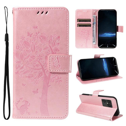 Tree & Cat Embossed Pattern Flip Leather Phone Case, For Sony Xperia 1 VIII, For Sony Xperia 10 VII