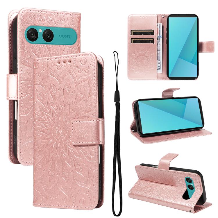 Embossed Sunflower Pattern Flip Leather Phone Case, For Sony Xperia 1 VIII, For Sony Xperia 10 VII