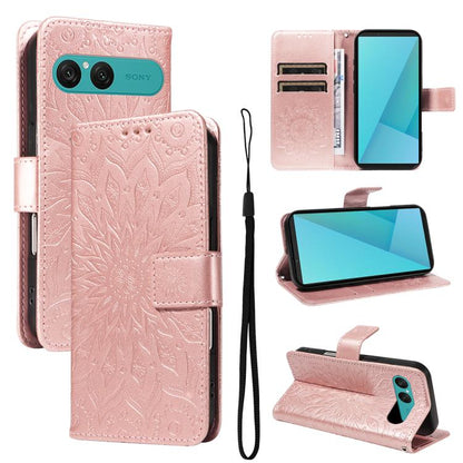Embossed Sunflower Pattern Flip Leather Phone Case, For Sony Xperia 1 VIII, For Sony Xperia 10 VII