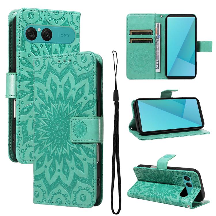 Embossed Sunflower Pattern Flip Leather Phone Case, For Sony Xperia 1 VIII, For Sony Xperia 10 VII