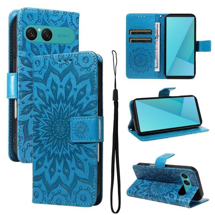 Embossed Sunflower Pattern Flip Leather Phone Case, For Sony Xperia 1 VIII, For Sony Xperia 10 VII