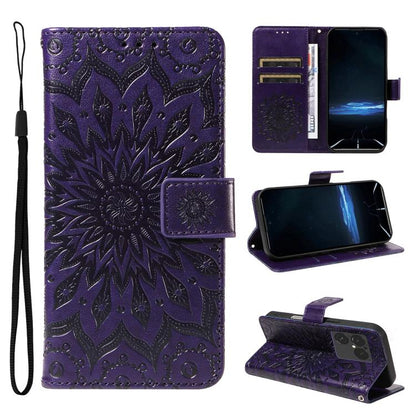 Embossed Sunflower Pattern Flip Leather Phone Case, For Sony Xperia 1 VIII, For Sony Xperia 10 VII