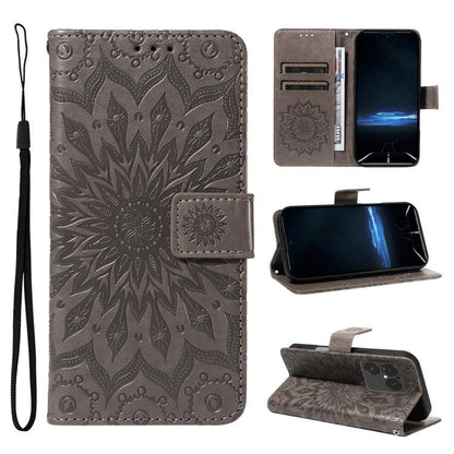 Embossed Sunflower Pattern Flip Leather Phone Case, For Sony Xperia 1 VIII, For Sony Xperia 10 VII