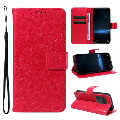 Embossed Sunflower Pattern Flip Leather Phone Case, For Sony Xperia 1 VIII, For Sony Xperia 10 VII