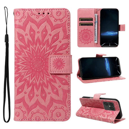 Embossed Sunflower Pattern Flip Leather Phone Case, For Sony Xperia 1 VIII, For Sony Xperia 10 VII