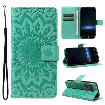 Embossed Sunflower Pattern Flip Leather Phone Case, For Sony Xperia 1 VIII, For Sony Xperia 10 VII