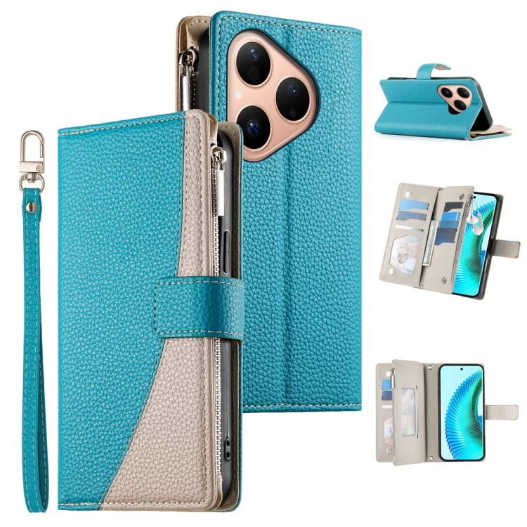 Stitching Multi-card Zipper Wallet Leather Phone Case with Short Strap, For Huawei nova 15 Pro / nova 15 Ultra, For Huawei Pura 80 Ultra 5G, For Huawei Pura 80 Pro 5G / Pura 80 Pro+ 5G, For Huawei Pura 80 5G