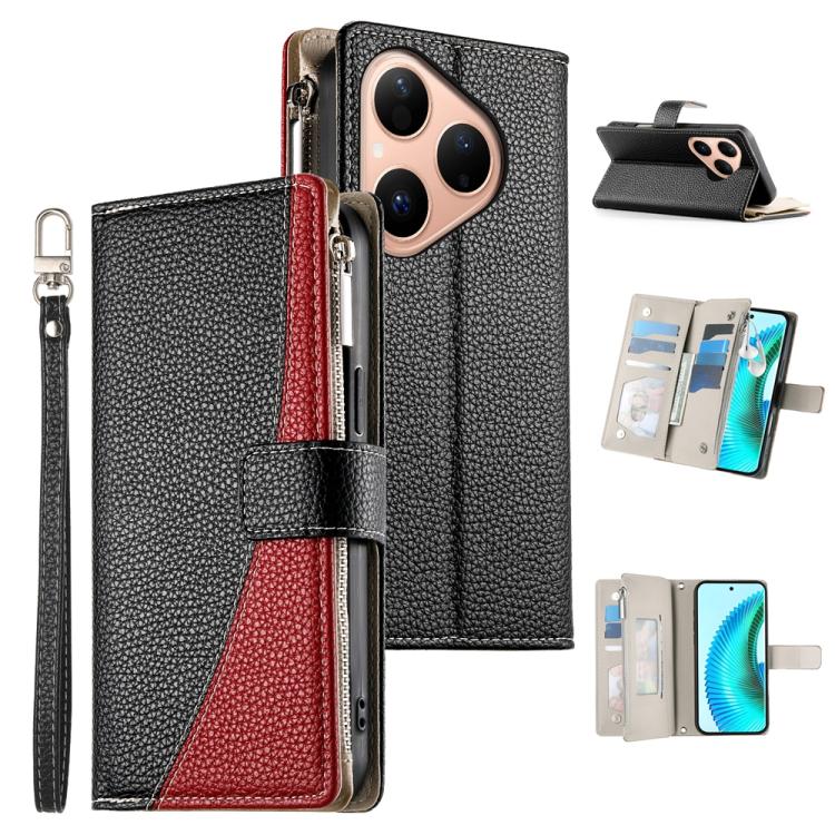 Stitching Multi-card Zipper Wallet Leather Phone Case with Short Strap, For Huawei nova 15 Pro / nova 15 Ultra, For Huawei Pura 80 Ultra 5G, For Huawei Pura 80 Pro 5G / Pura 80 Pro+ 5G, For Huawei Pura 80 5G