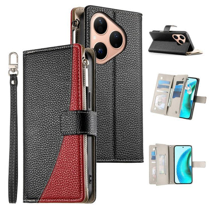 Stitching Multi-card Zipper Wallet Leather Phone Case with Short Strap, For Huawei nova 15 Pro / nova 15 Ultra, For Huawei Pura 80 Ultra 5G, For Huawei Pura 80 Pro 5G / Pura 80 Pro+ 5G, For Huawei Pura 80 5G