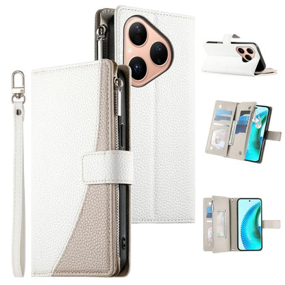 Stitching Multi-card Zipper Wallet Leather Phone Case with Short Strap, For Huawei nova 15 Pro / nova 15 Ultra, For Huawei Pura 80 Ultra 5G, For Huawei Pura 80 Pro 5G / Pura 80 Pro+ 5G, For Huawei Pura 80 5G