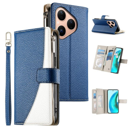Stitching Multi-card Zipper Wallet Leather Phone Case with Short Strap, For Huawei nova 15 Pro / nova 15 Ultra, For Huawei Pura 80 Ultra 5G, For Huawei Pura 80 Pro 5G / Pura 80 Pro+ 5G, For Huawei Pura 80 5G