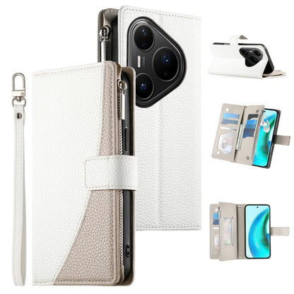 Stitching Multi-card Zipper Wallet Leather Phone Case with Short Strap, For Huawei nova 15 Pro / nova 15 Ultra, For Huawei Pura 80 Ultra 5G, For Huawei Pura 80 Pro 5G / Pura 80 Pro+ 5G, For Huawei Pura 80 5G