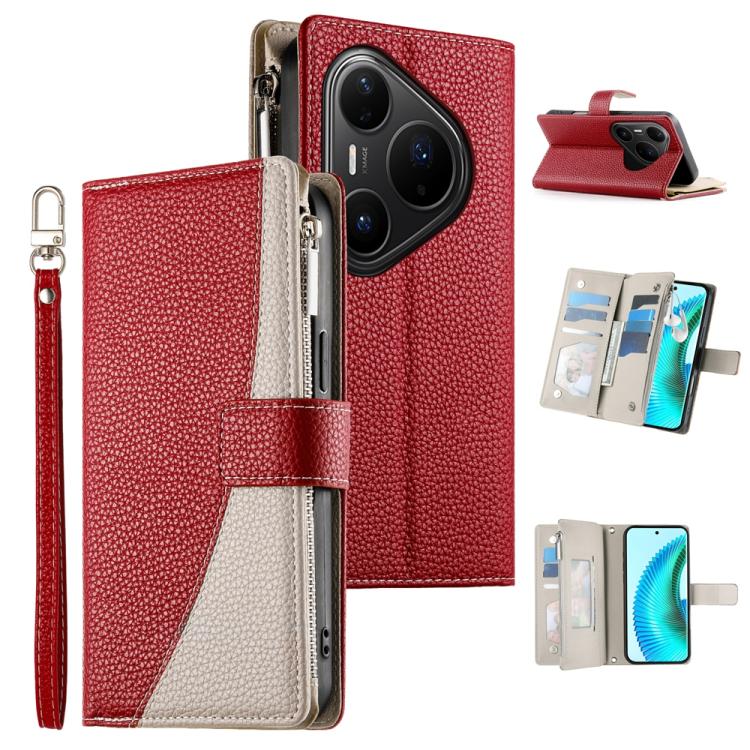 Stitching Multi-card Zipper Wallet Leather Phone Case with Short Strap, For Huawei nova 15 Pro / nova 15 Ultra, For Huawei Pura 80 Ultra 5G, For Huawei Pura 80 Pro 5G / Pura 80 Pro+ 5G, For Huawei Pura 80 5G