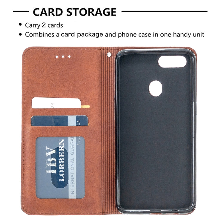 Brown leather phone wallet case with two card slots and flip cover fitted to phone