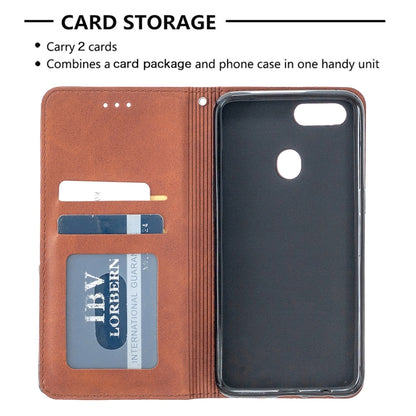Brown leather phone wallet case with two card slots and flip cover fitted to phone